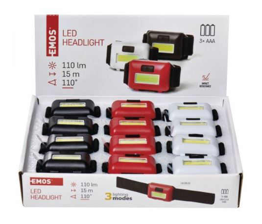 Лiхтар LED EMOS P3538 1W 110Lm 3хAAА, налоб.пласт.